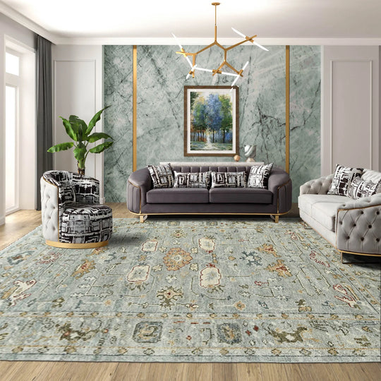 8x10 LoomBloom Gray Beige Hand Knotted 100% Wool Turkish Oushak Traditional Oriental Area Rug
