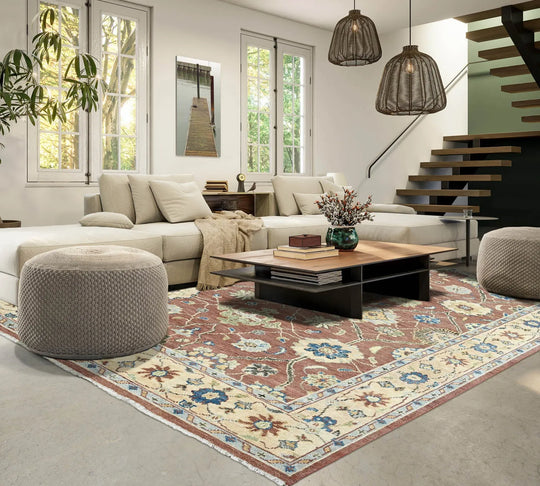Multi Size Brown, Beige Hand Knotted 100% Wool Turkish Oushak Traditional Oriental Area Rug