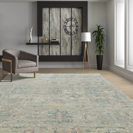 8x10 LoomBloom Muted Earth Tones Color Hand Knotted 100% Wool Turkish Oushak Traditional Oriental Area Rug Light