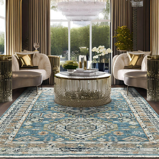 6x9 Blue LoomBloom Hand Knotted Arts & Crafts Oushak 100% Wool Oriental Area Rug