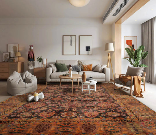 12x18 Palace Charcoal Hand Knotted 100% Wool Traditional Oriental Area Rug