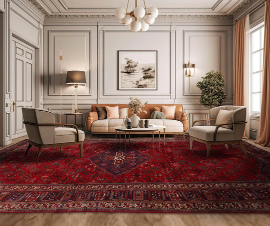 9'9"x19'4" Palace Red Hand Knotted 100% Wool Traditional Oriental Area Rug