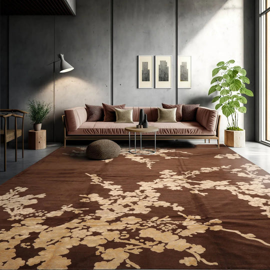 10x14 Brown, Beige Hand Knotted Tibetan Wool and Silk Tibetan Modern & Contemporary Oriental Area Rug