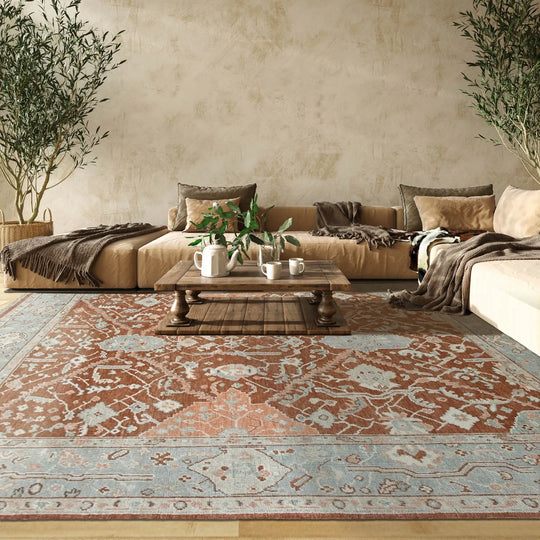LoomBloom 8x10 Rust Traditional Wool Turkish Oushak Hand Knotted Oriental Rug
