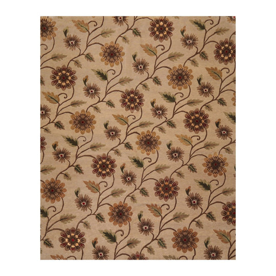 7'10" x 9'11" Hand Knotted Tibetan Wool & Silk Transitional Area Rug Tan