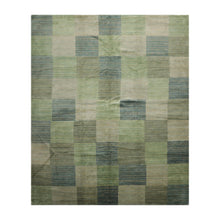 8' 2''x9' 10'' Hand Knotted Tibetan 100% Wool Michaelian & Kohlberg Modern & Contemporary Oriental Area Rug Aqua, Gray Color