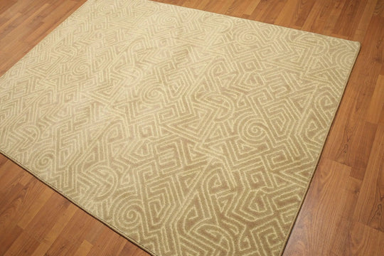 5'x7' Beige, Ivory, Multi Color Machine Made Polypropylene Indonesian High Density Hand Carved Effect Modern Oriental Rug