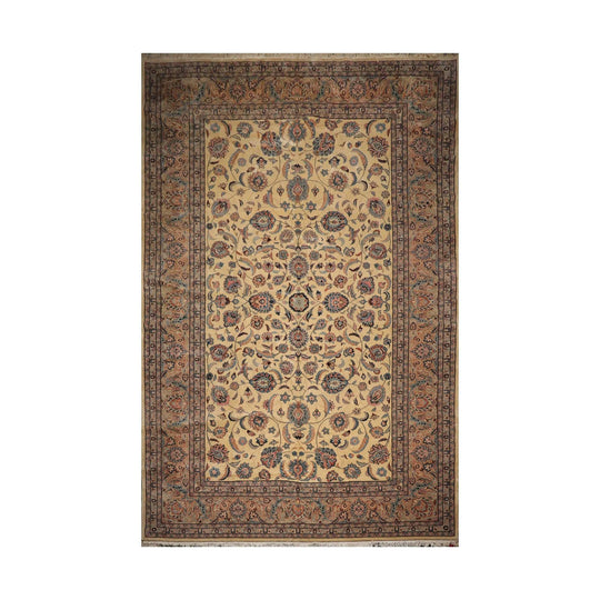 11'9'' x 18'3'' Rare Romanian Hand Knotted 100% Wool Saroukk Area Rug Ivory