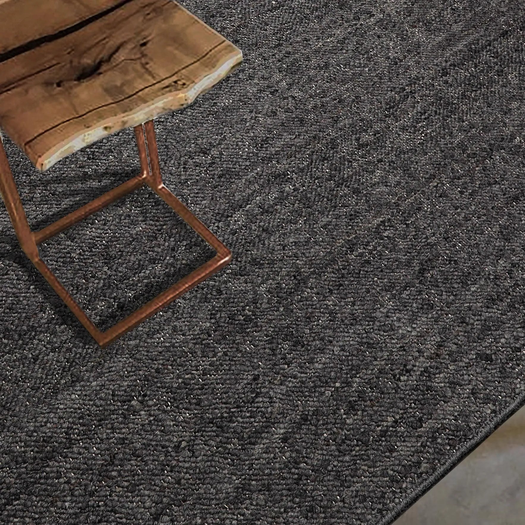 Grey Charcoal Chunky shops Felted Wool Modern Design Hand Woven Wool Flatweave Rug, Customize in any size-4756