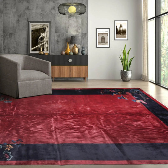 Antique Palace Chinese Art Deco Plush Pile Hand Knotted Wool Area Rug 12'x15'