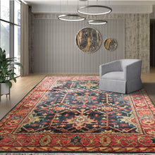 Multi Sizes Blue, Coral Hand Knotted Muted Turkish Oushak 100% Wool Arts and Craft Traditional Oriental Area Rug - Oriental Rug Of Houston