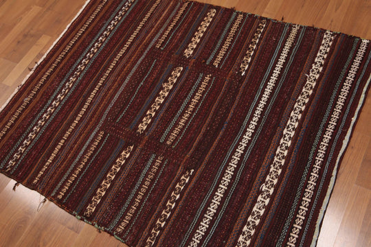 3'8" x 4'8" Hand Woven Afghani Tribal Kilim 100% Wool area rug Rust