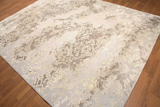 Hand knotted S. fine wool & silk Area rug Modern Designer Chocolate Brown 8' x 10'