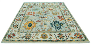 LoomBloom 8x10 Mint Hand Knotted Arts & Crafts Oushak Wool Oriental Area Rug