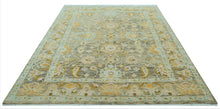 LoomBloom 9x12 Mint Hand Knotted Traditional  Oushak Wool Oriental Area Rug