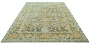 LoomBloom 9x12 Mint Hand Knotted Traditional  Oushak Wool Oriental Area Rug