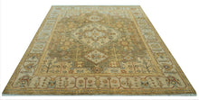 LoomBloom 8x10 Green Hand Knotted Traditional Oushak Wool Oriental Area Rug