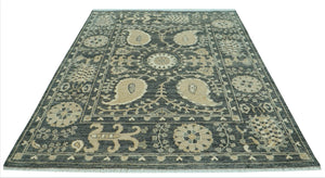 LoomBloom 8x10 Slate Hand Knotted Transitional Oushak Wool Oriental Area Rug