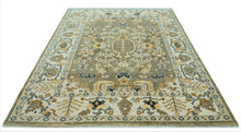 LoomBloom 8x10 Sage Hand Knotted Traditional Oushak Wool Oriental Area Rug