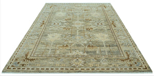 LoomBloom 9x12 Mint Hand Knotted Traditional Oushak Wool Oriental Area Rug