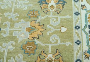 LoomBloom 9x12 Green Hand Knotted Traditional Oushak Wool Oriental Area Rug