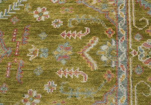 LoomBloom 9x12 Lime Hand Knotted Traditional Oushak Wool Oriental Area Rug