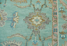 LoomBloom 9x12 Aqua Hand Knotted Traditional Oushak Wool Oriental Area Rug