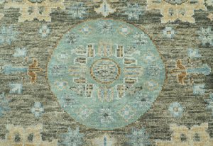 LoomBloom 9x12 Green Hand Knotted Traditional Oushak Wool Oriental Area Rug