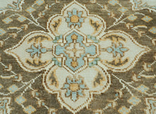 LoomBloom 8x10 Beige Hand Knotted Medallion Oushak Wool Oriental Area Rug