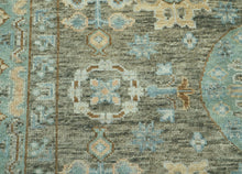 LoomBloom 9x12 Green Hand Knotted Traditional Oushak Wool Oriental Area Rug