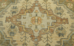 LoomBloom 8x10 Green Hand Knotted Traditional Oushak Wool Oriental Area Rug