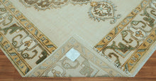 LoomBloom 8x10 Beige Hand Knotted Medallion Oushak Wool Oriental Area Rug