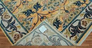 LoomBloom 8x10 Gold Hand Knotted William Morris Arts & Crafts Oushak Wool Oriental Area Rug