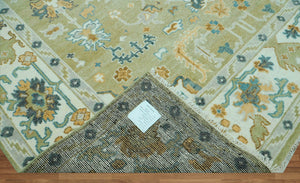 LoomBloom 9x12 Green Hand Knotted Traditional Oushak Wool Oriental Area Rug