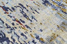 2'6x10 Blue, Slate, Rust Color Hand Knotted Tibetan Wool  Oriental Rug
