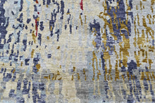 2'6x10 Blue, Slate, Rust Color Hand Knotted Tibetan Wool  Oriental Rug
