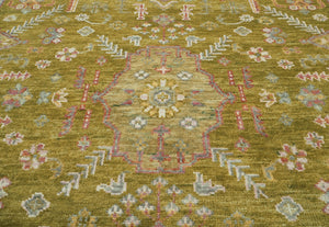 LoomBloom 9x12 Lime Hand Knotted Traditional Oushak Wool Oriental Area Rug