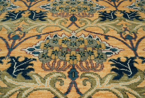 LoomBloom 8x10 Gold Hand Knotted William Morris Arts & Crafts Oushak Wool Oriental Area Rug