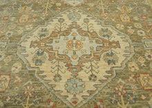 LoomBloom 8x10 Green Hand Knotted Traditional Oushak Wool Oriental Area Rug