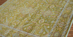 LoomBloom 9x12 Lime Hand Knotted Traditional Oushak Wool Oriental Area Rug