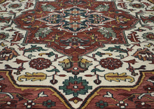 10x14 Rust, Ivory, Gold Color Hand Knotted Oushak Wool  Oriental Rug