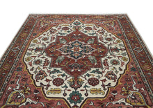 10x14 Rust, Ivory, Gold Color Hand Knotted Oushak Wool  Oriental Rug