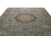 10x14 Slate, Peach, Seledon Color Hand Knotted Oushak Wool Traditional Oriental Rug