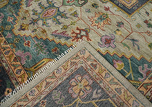 12x15 Mint, Blue, Aqua Color Hand Knotted Oushak Wool  Oriental Rug