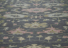 12x15 Slate, Gray, Mint Color Hand Knotted Oushak Wool Transitional Oriental Rug
