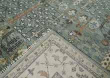 12x15 Seledon, Beige, Green Color Hand Knotted Oushak Wool Transitional Oriental Rug