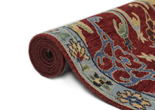 9x12 Hand Knotted Wool Wine Mint Oushak Arts & Crafts Area Rug