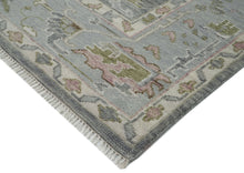 10x14 Gray, Slate, Rose Color Hand Knotted Oushak Wool Transitional Oriental Rug