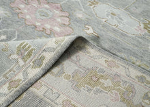 10x14 Gray, Slate, Rose Color Hand Knotted Oushak Wool Transitional Oriental Rug