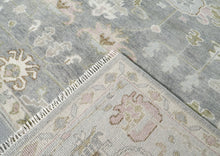 10x14 Gray, Slate, Rose Color Hand Knotted Oushak Wool Transitional Oriental Rug